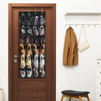24 Pockets Large Clear Over the Door Shoe Organizer (Extra Large Pockets / Black)