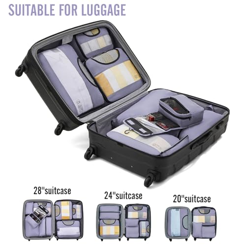 8 Set Packing Cubes for Travel Essentials (04 Purple Gray)