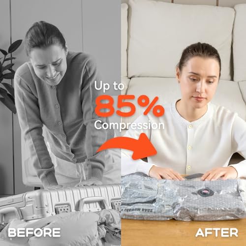 Vacuum Bags for Clothing Travel with Rechargeable Air Pump (15 Combo+Pump)