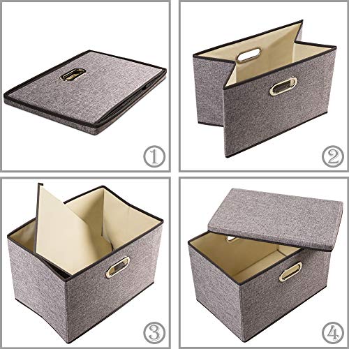 Large Foldable Storage Bin with Lid [1 (Gray / L(1-Pack))