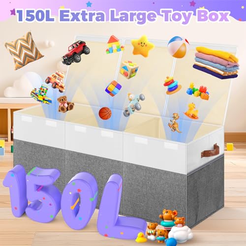 Extra Large Toy Box (Extra Large Gray & White)
