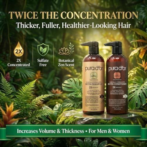 Clinically Formulated Biotin Shampoo & Conditioner Set (16 Fl Oz (Pack of 2))