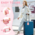 Personalized Initial Luggage Tags for Suitcase (Pink Leather,glod Letter / R)