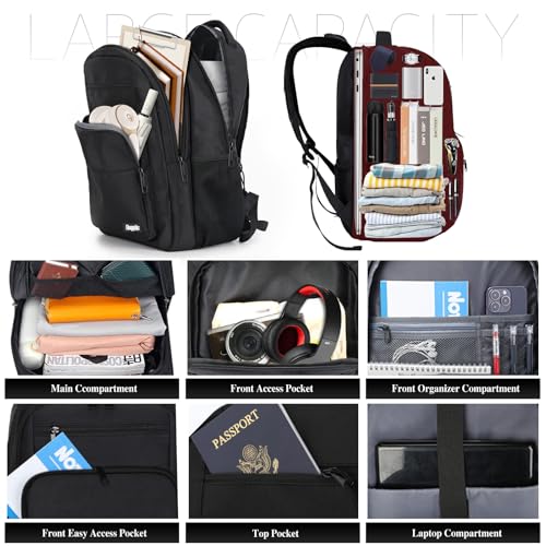 Black Backpack for Men Women (A6-black2 / 18.4 Inch)