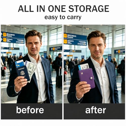 Passport Holder RFID Blocking Travel Wallet (Purple)
