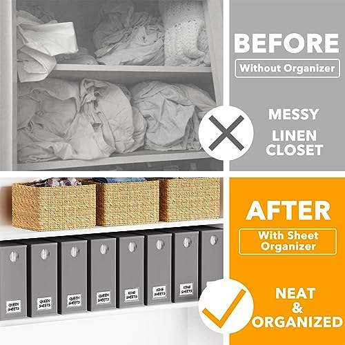 8 Pack Bed Sheet Organizers and Storage (8 Pack / Gray)