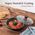 Nonstick Frying Pan Skillet with Lid (Gray Granite / 8 Inch)