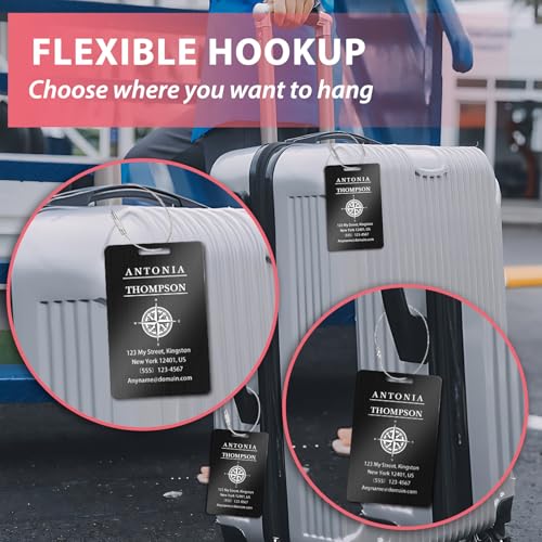 Personalized Metal Luggage Tags (Horizontal Black)