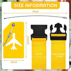 8 Pcs Luggage Straps Suitcase Tags Set for TSA Approved (Yellow / Airplane)