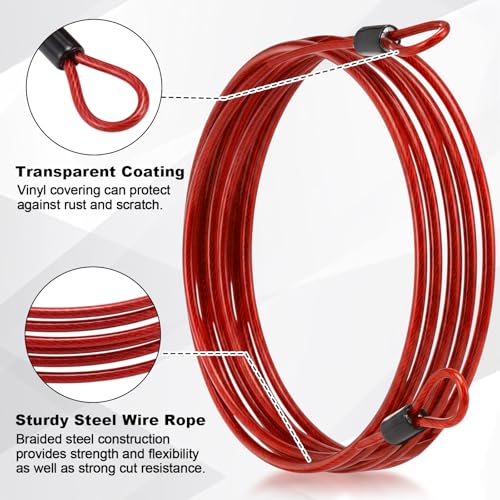 12pack Security Cable Lock (Black,Red / 7 ft)