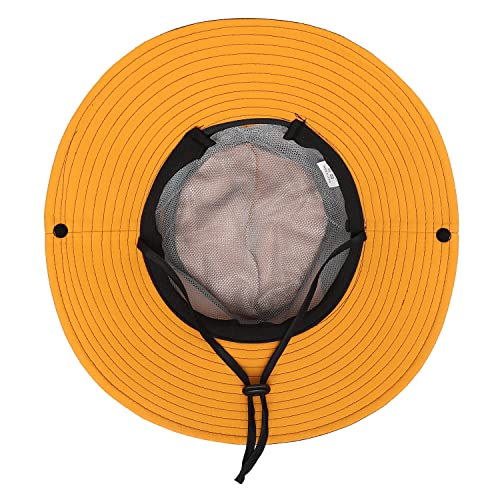 Womens Summer Sun Hat Beach Hat Wide Brim Outdoor UV Protection Hat Foldable Cool Mesh Ponytail Bucket Hat (6-7 / Yellow-brown)