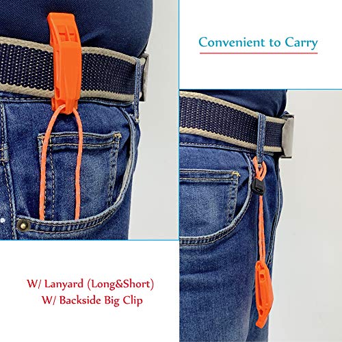 Emergency Safety Whistle with Lanyard (Orange-4 Pack)