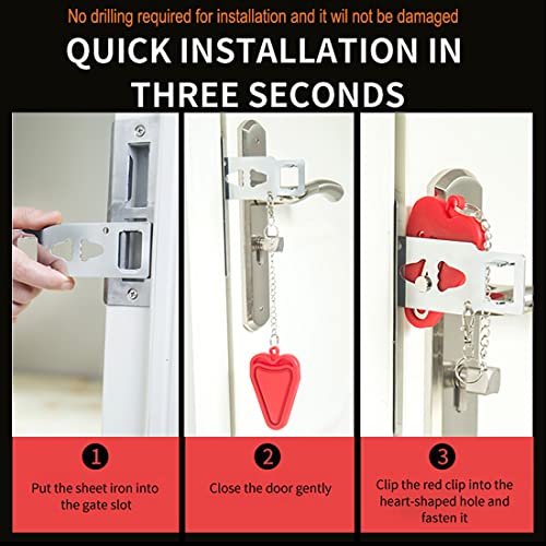 2 Packs Portable Door Stop Alarm & Door Lock (1 Black Lock & 1 Stopper)