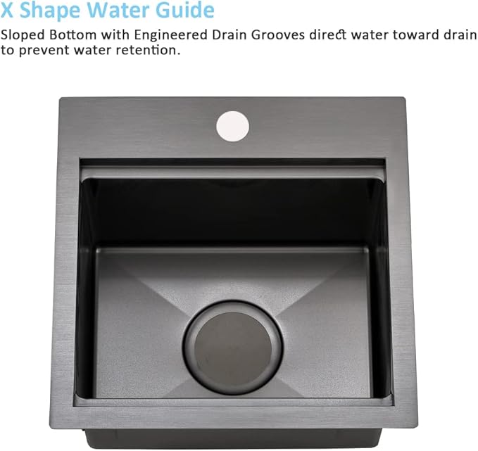 15 Inch Black Bar Sink Drop In Workstation-Bokaiya 15x15 Drop In Bar Sink Small - Image 5