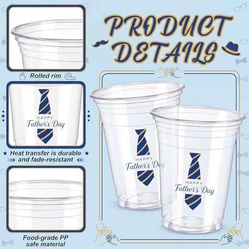 50 Pack Father's Day Plastic Cups 12 oz for Party (Father's Day)