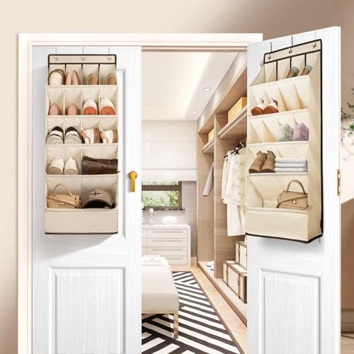 1 Pack Over the Door Shoe Organizers (BEIGE / 18+ Pairs)