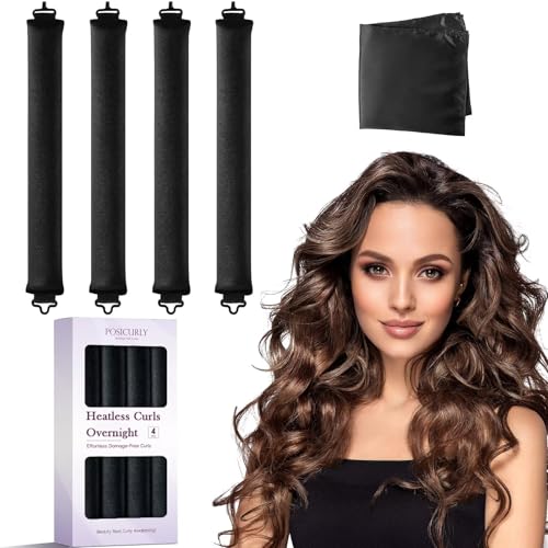Heatless Curls Overnight Hair Curlers (Black(Pack of 4))