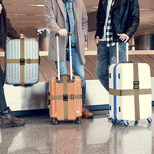 8 Pcs Luggage Straps Suitcase Tags Set for TSA Approved (Khaki / Airplane)