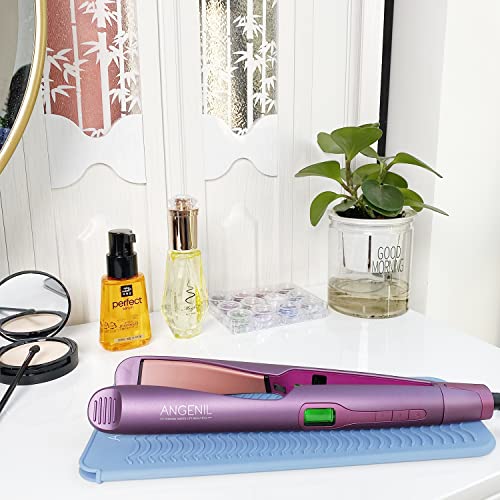Heat Resistant Silicone Mat Pad Pouch For Travel Curling Iron Wand (Blue)