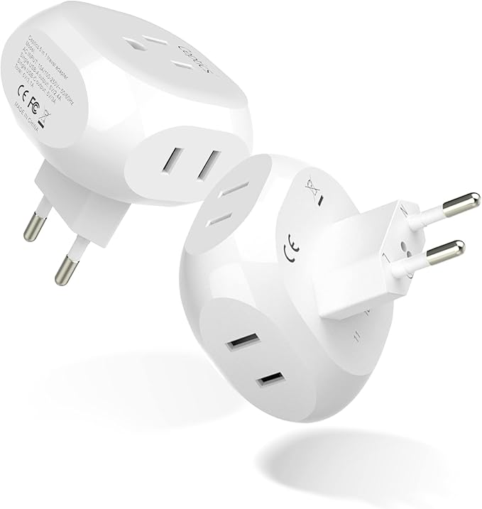 Ceptics European Travel Plug Adapter Europe Power Adaptor Charger 4 Input by Ceptics