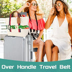 Luggage Straps for Suitcases Travel Belt Accessories Luggage Connector Identifiers Over Handle with Buckle Unique Nylon Adjustable Strap for Sleeping Bag Car Seat Green (White Flower)