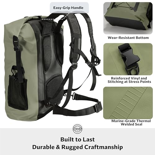 30/40/55L Waterproof Dry Backpack & Phone Case- 2XL Floating Dry Bag for Kayaking, Travel, Hiking, Fishing, Camping, Motorcycles & Beach, Heavy-Duty Roll Top Men/Women (Green) (Green2 / 55L)