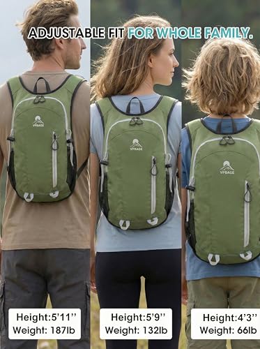 Foldable Small Hiking Backpack with 3 Strap Pockets (Olivegreen-)