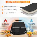 Insulated Lunch Bag Women Men (Black)