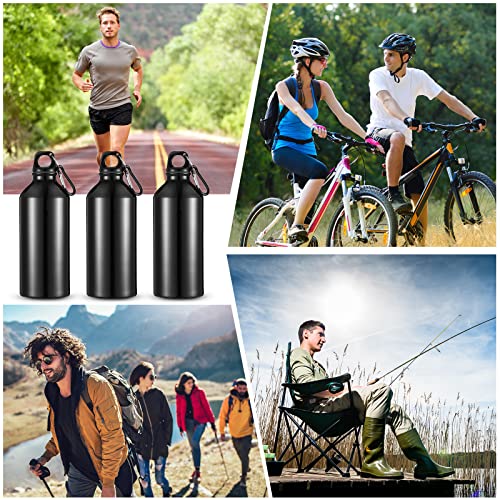 10 Pcs Aluminum Water Bottle 20 oz Reusable Bottles Lightweight Leak Proof Aluminum Sports Travel Bottles with Twist Cap Buckle for Gym (Black)