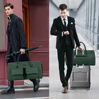 Garment Bag for Travel With Toiletry Bag Convertible Carry On Weekender Bag Large Travel Duffel Bags for Women 2 in 1 Hanging Suitcase Suit Travel Bags for Women & Men 3pcs Set (H-green)
