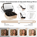 Travel Makeup Bag Cosmetic Bag Makeup Organizer Bag with Lighted Mirror (FleshColor / Woven)