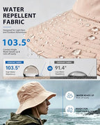 Water Resistant UPF 50+ Sun Bucket Hat Packable Brimmed for Women Men (One Size / Dusty Rose)