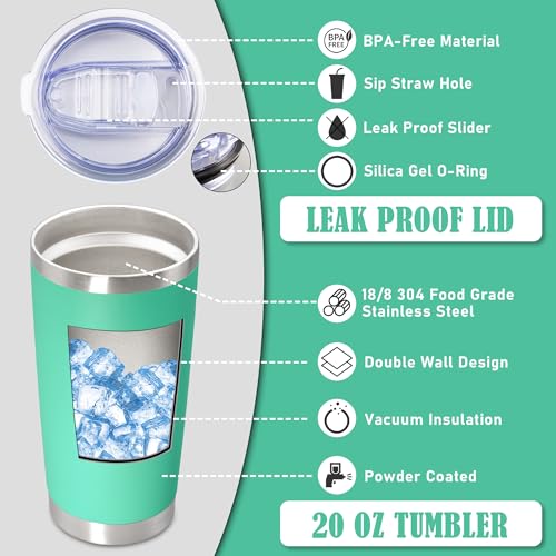 20oz Tumbler Insulated Coffee Tumblers with Lid StainlessSteel LightBlue 4P (Light Blue)