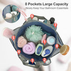 Mesh Shower Caddy Portable with Drawstring (Blue with Drawstring)