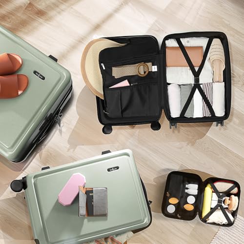 Hard Shell Luggage Sets with Spinner Wheels 4 Piece (4 Piece Set (20/24/28) / Sage Green)