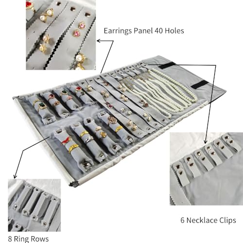Travel Jewelry Case (Gray Black(4 Earring+6 Necklace+8 Ring))