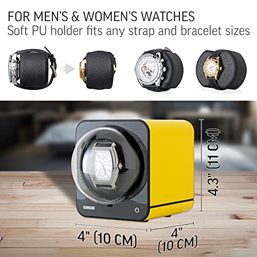 Watch Winder for Automatic Watches with Vertical Rotor Stop (Yellow)