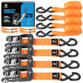 Ratchet Straps 4 Pack (Orange / 8.2 Ft)