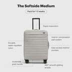 Away Softside Medium Checked Suitcase, 26 Inch Lightweight, Expandable Luggage - Image 3