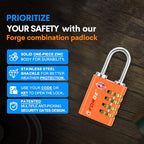 Dual-Opening: Key or Combination Access Lock, TSA Approved Locks for Luggage, Pelican case, Travel, Gym, School, Stainless Steel Shackle.(Orange, 2 Pk) (2 Pk / Orange)