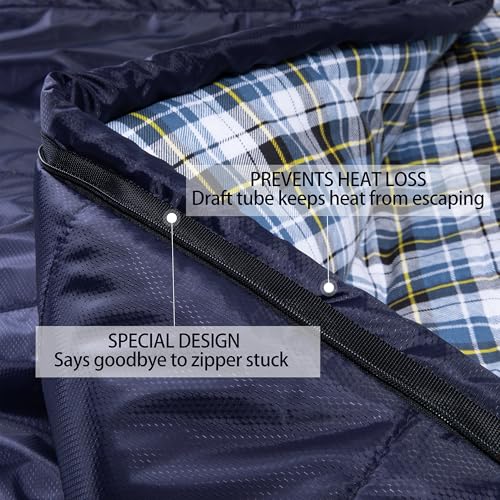 Sleeping Bags for Adults XXL Cold Weather (Navy Blue / 20F Right Zip)