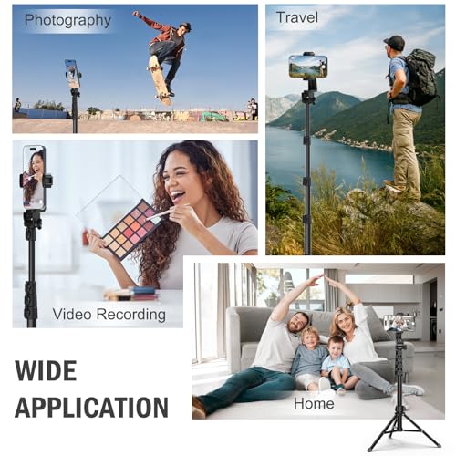 64” Tripod for Cell Phone & Camera with Remote and Phone Holder (64 in)