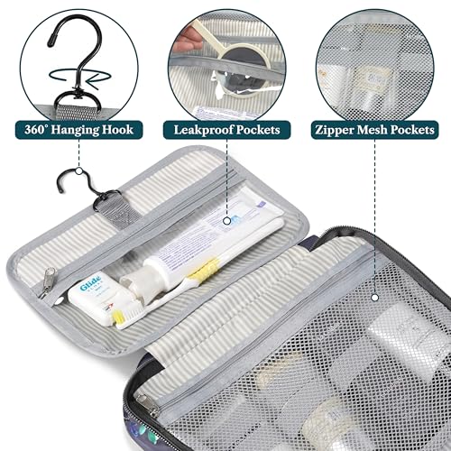 Hanging Toiletry Bag for Women (Floral Grey)