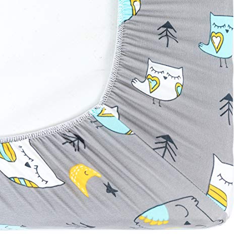 Stretchy Changing Pad Covers BROLEX Changing Table Cover for Baby Boys Girls (Owl & Bear / 32x16x5 Inch)