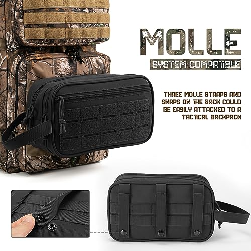 Tactical Toiletry Bag For Men Hygiene Bag EDC Military Tool Molle Pouches Small Dopp Kit Mens Shaving Kit Travel shower Bags (1 US Black)