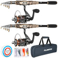 Fishing Rod and Reel Combos Carbon Fiber Telescopic Fishing Pole with Reel Combo Sea Saltwater Freshwater Kit Fishing Rod Kit (7.87 ft / Full Kit with Carrier Case (Pack of 2))