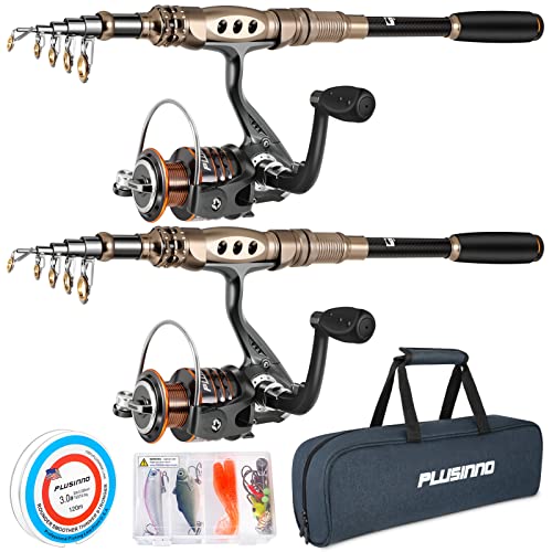 Fishing Rod and Reel Combos Carbon Fiber Telescopic Fishing Pole with Reel Combo Sea Saltwater Freshwater Kit Fishing Rod Kit (7.87 ft / Full Kit with Carrier Case (Pack of 2))