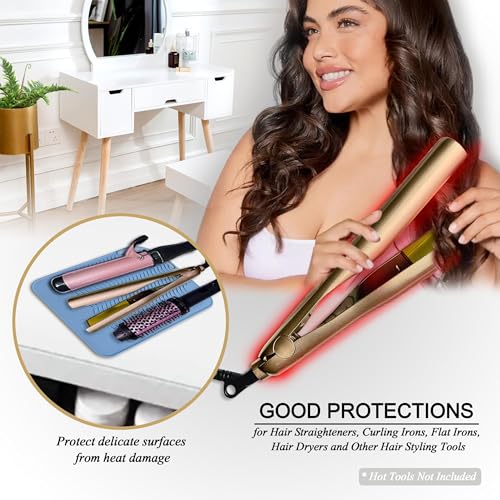 11" X 7.5" Large Heat Resistant Silicone Mat for Hair Styling Tools (5.6 Ounce)