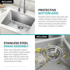 Fairlane 24 in Undermount Single Bowl Stainless Steel Kitchen Sink (24 Inch / Single Bowl Utility — Undermount)