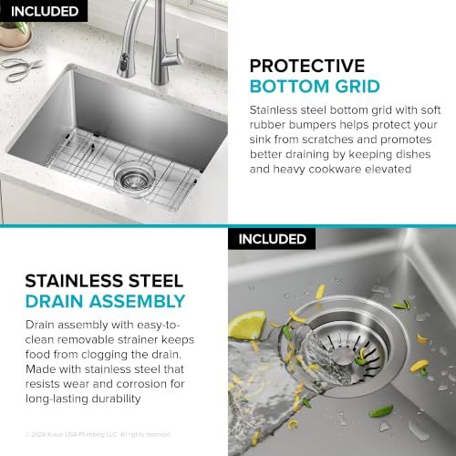 Fairlane 24 in Undermount Single Bowl Stainless Steel Kitchen Sink (24 Inch / Single Bowl Utility — Undermount)